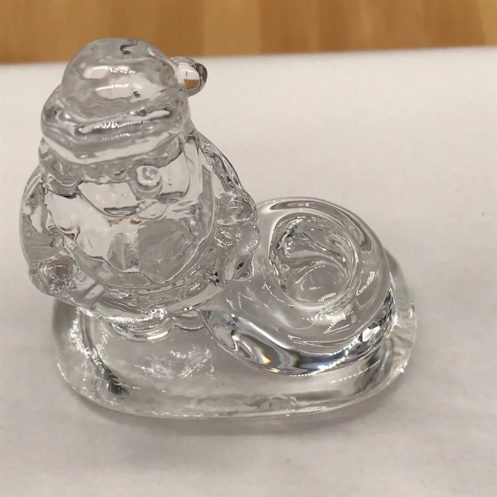 Williams Sonoma Santa Candle Holders 4 piece NWT Clear Glass